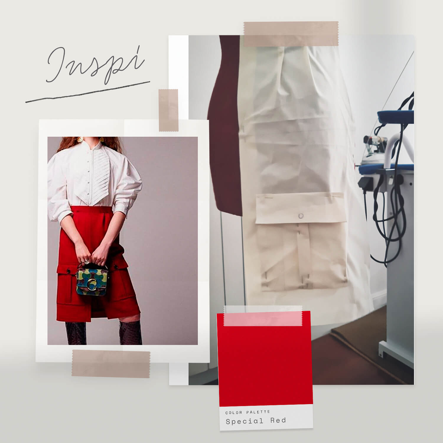 Moodboard para una falda roja a medida